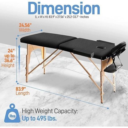 SERENELIFE Portable Massage Table - Professional Adjustable Folding Bed with 3 Sections and Carrying Bag for Th SLMASGE1